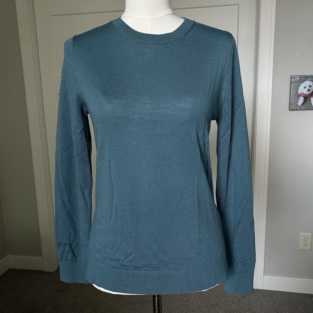 Katherine Barclay Extra Fine Merino Wool Sweater -Women's SMALL- Crewneck Teal
